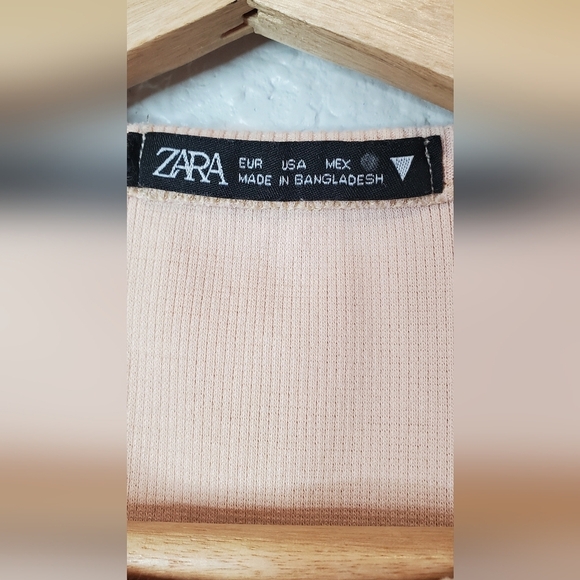 💚5/$25 ZARA Cream Beige Classic Ribbed Stretch Women's Top Size Medium - Picture 7 of 8